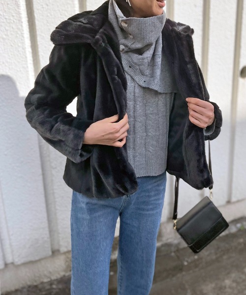 Jewelobe（ジュエローブ）の「針抜きフェイクファーレギュラーカラーブルゾン（ブルゾン・レディース・オフホワイト/ベージュ/ブラック・FREE）」の15枚目の写真