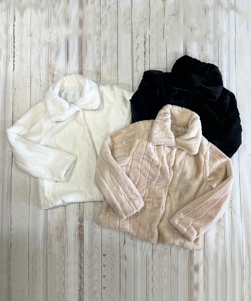 Jewelobe（ジュエローブ）の「針抜きフェイクファーレギュラーカラーブルゾン（ブルゾン・レディース・オフホワイト/ベージュ/ブラック・FREE）」の18枚目の写真