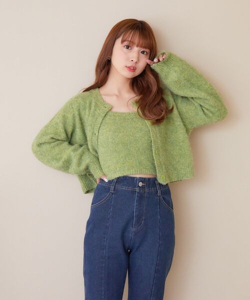 ems excite（エムズエキサイト）の「MIXショートカーデキャミSET（ニット/セーター・レディース・ピンク系その他/グリーン系その他/ホワイト系その他・FREE）」の3枚目の写真