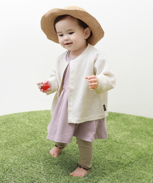 カーディガン　ボレロ　BABY ベベ BeBe 【日本製】レース編みボレロカーディガン(110~130cm