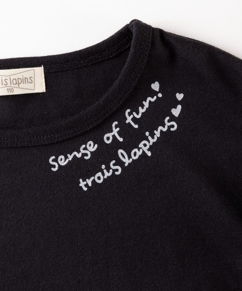 trois lapins kp(トロワラパンケーピー)の「袖リボンモチーフ半袖Tシャツ(100~160)(Tシャツ/カットソー・キッズ・サックスブルー/ブラック・160cm/150cm/130cm/100cm/140cm/120cm/110cm)」の6枚目の写真