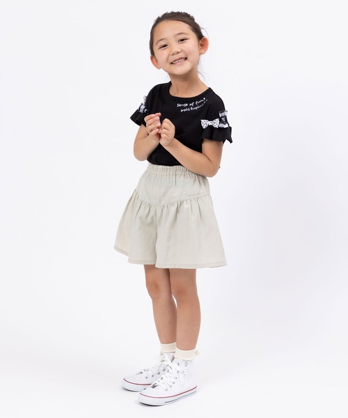 trois lapins kp(トロワラパンケーピー)の「袖リボンモチーフ半袖Tシャツ(100~160)(Tシャツ/カットソー・キッズ・サックスブルー/ブラック・160cm/150cm/130cm/100cm/140cm/120cm/110cm)」の12枚目の写真