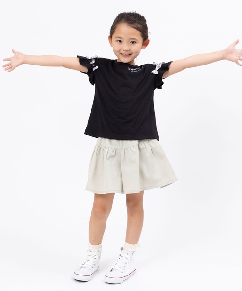 trois lapins kp(トロワラパンケーピー)の「袖リボンモチーフ半袖Tシャツ(100~160)(Tシャツ/カットソー・キッズ・サックスブルー/ブラック・160cm/150cm/130cm/100cm/140cm/120cm/110cm)」の10枚目の写真