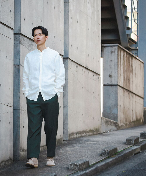 BEAMS（ビームス）の「BEAMS / リネン ノーカラー ネオルーズフィット シャツ（シャツ/ブラウス・メンズ・ベージュ/ブラック/ホワイト・L/M/S/XL）」の5枚目の写真