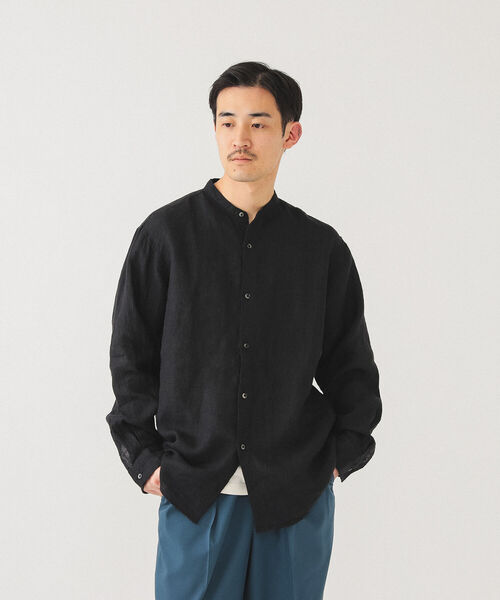 BEAMS（ビームス）の「BEAMS / リネン ノーカラー ネオルーズフィット シャツ（シャツ/ブラウス・メンズ・ベージュ/ブラック/ホワイト・L/M/S/XL）」の16枚目の写真