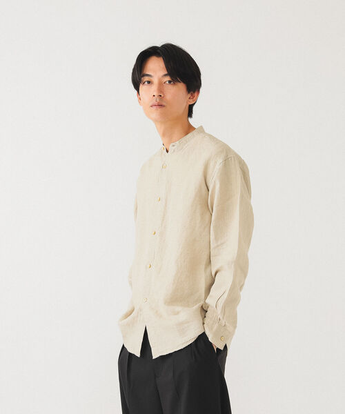 BEAMS（ビームス）の「BEAMS / リネン ノーカラー ネオルーズフィット シャツ（シャツ/ブラウス・メンズ・ベージュ/ブラック/ホワイト・L/M/S/XL）」の17枚目の写真