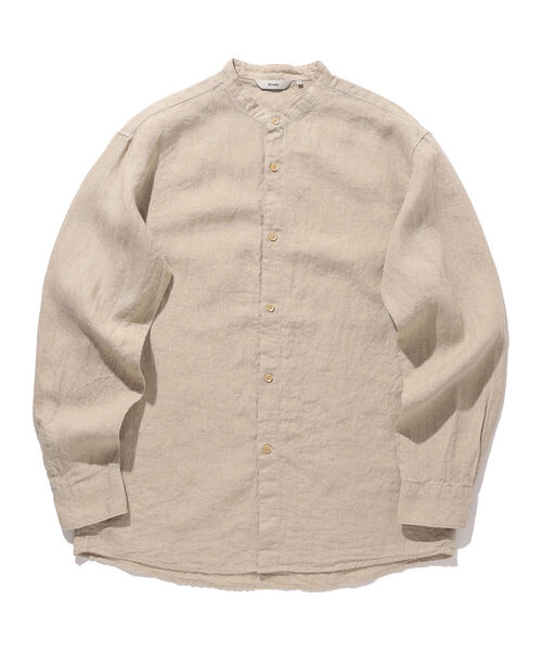 BEAMS（ビームス）の「BEAMS / リネン ノーカラー ネオルーズフィット シャツ（シャツ/ブラウス・メンズ・ベージュ/ブラック/ホワイト・L/M/S/XL）」の22枚目の写真