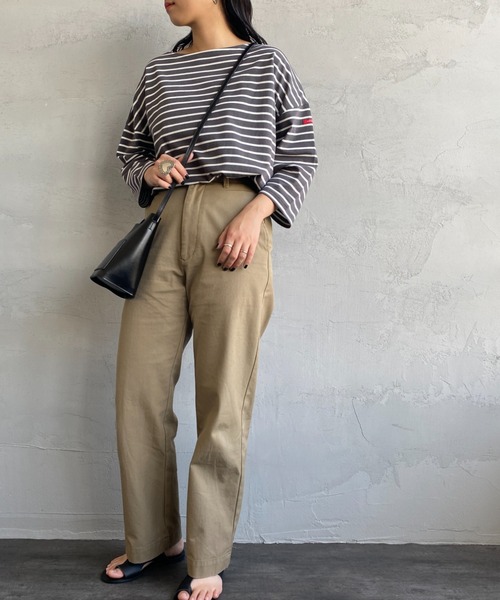 JEANS FACTORY （ジーンズファクトリー）の「【non-no 6月号掲載】[WHITE FIELD/ホワイトフィールド] 別注 7分袖ボーダーTシャツ（Tシャツ/カットソー・レディース・チャコール/ネイビー/グリーン/レッド/ピンク・F）」の6枚目の写真