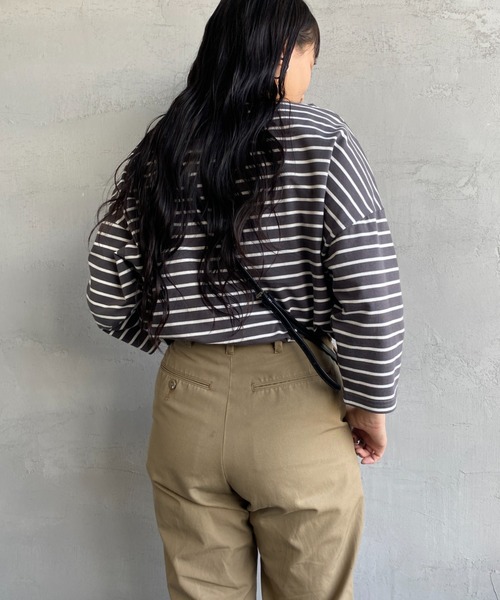 JEANS FACTORY （ジーンズファクトリー）の「【non-no 6月号掲載】[WHITE FIELD/ホワイトフィールド] 別注 7分袖ボーダーTシャツ（Tシャツ/カットソー・レディース・チャコール/ネイビー/グリーン/レッド/ピンク・F）」の13枚目の写真