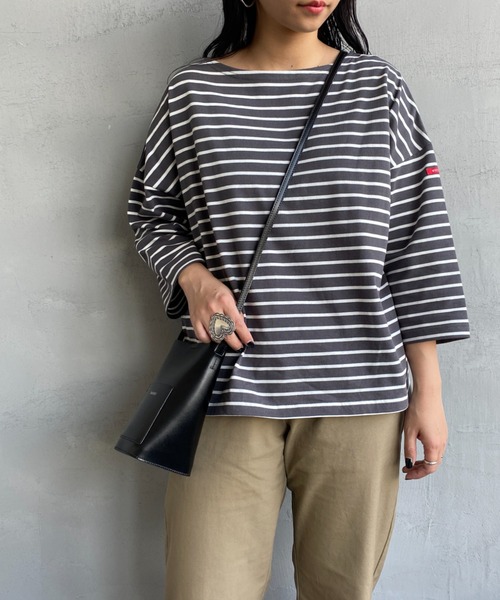 JEANS FACTORY （ジーンズファクトリー）の「【non-no 6月号掲載】[WHITE FIELD/ホワイトフィールド] 別注 7分袖ボーダーTシャツ（Tシャツ/カットソー・レディース・チャコール/ネイビー/グリーン/レッド/ピンク・F）」の17枚目の写真