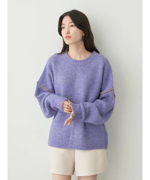 earth music&ecology(アースミュージックアンドエコロジー)の「配色ステッチニットプルオーバー(ニット/セーター・レディース・ブルー/ベージュ/イエロー/パープル・FREE)」の10枚目の写真