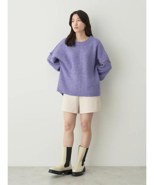 earth music&ecology(アースミュージックアンドエコロジー)の「配色ステッチニットプルオーバー(ニット/セーター・レディース・ブルー/ベージュ/イエロー/パープル・FREE)」の14枚目の写真