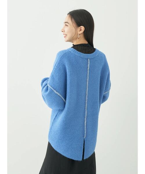 earth music&ecology(アースミュージックアンドエコロジー)の「配色ステッチニットプルオーバー(ニット/セーター・レディース・ブルー/ベージュ/イエロー/パープル・FREE)」の5枚目の写真