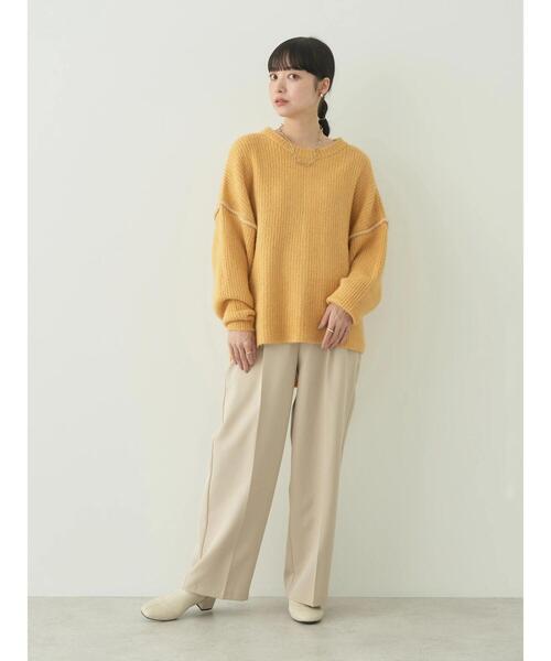 earth music&ecology(アースミュージックアンドエコロジー)の「配色ステッチニットプルオーバー(ニット/セーター・レディース・ブルー/ベージュ/イエロー/パープル・FREE)」の22枚目の写真