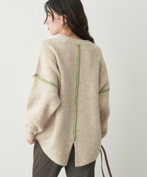 配色ステッチニットプルオーバー