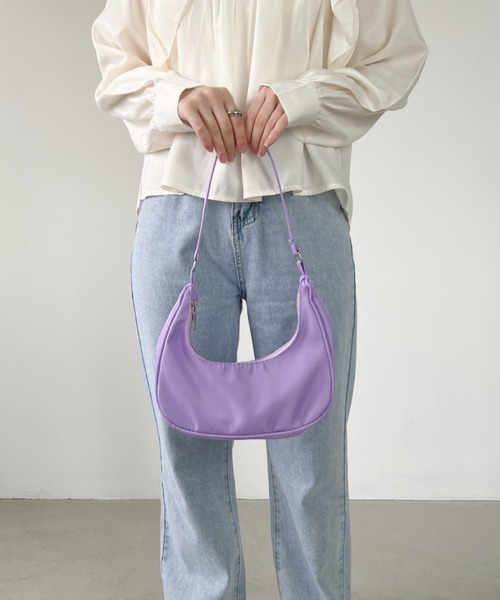 H.Warren（エイチウォーレン）の「カラーハーフムーンミニバッグ（ショルダーバッグ・レディース・イエロー/パープル/ピンク/サックスブルー/アイボリー/ブラック・FREE）」の12枚目の写真