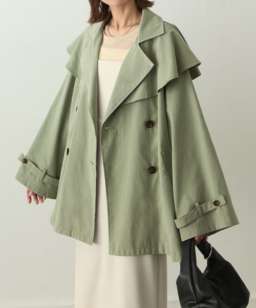 Chillfar（チルファー）の「キャンディ袖ケープヨークコート（トレンチコート・レディース・サンドベージュ/ベージュ/マスタード/グレイッシュベージュ/カーキ/グレー・MEDIUM/LARGE）」の5枚目の写真