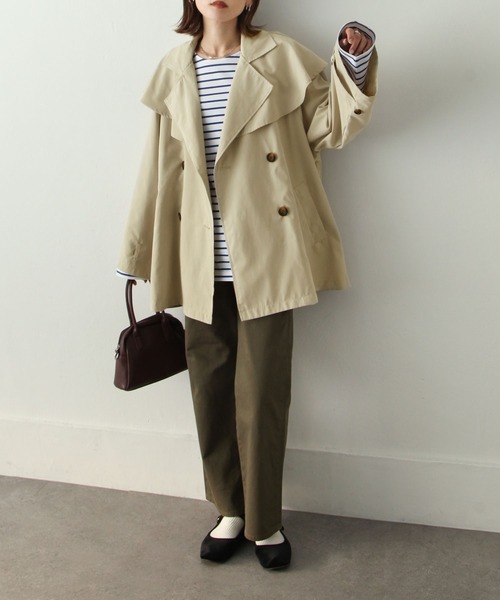 Chillfar（チルファー）の「キャンディ袖ケープヨークコート（トレンチコート・レディース・サンドベージュ/ベージュ/マスタード/グレイッシュベージュ/カーキ/グレー・MEDIUM/LARGE）」の7枚目の写真