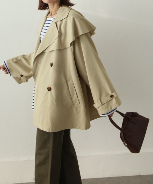 Chillfar（チルファー）の「キャンディ袖ケープヨークコート（トレンチコート・レディース・サンドベージュ/ベージュ/マスタード/グレイッシュベージュ/カーキ/グレー・MEDIUM/LARGE）」の20枚目の写真