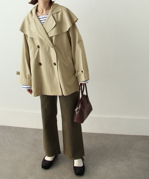 Chillfar（チルファー）の「キャンディ袖ケープヨークコート（トレンチコート・レディース・サンドベージュ/ベージュ/マスタード/グレイッシュベージュ/カーキ/グレー・MEDIUM/LARGE）」の21枚目の写真