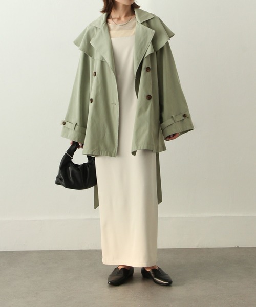 Chillfar（チルファー）の「キャンディ袖ケープヨークコート（トレンチコート・レディース・サンドベージュ/ベージュ/マスタード/グレイッシュベージュ/カーキ/グレー・MEDIUM/LARGE）」の19枚目の写真