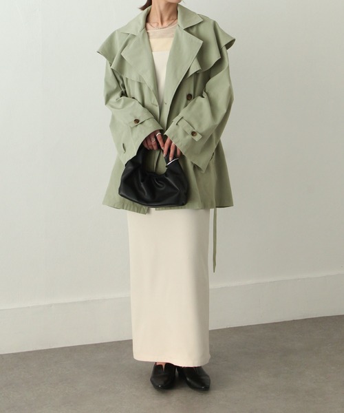 Chillfar（チルファー）の「キャンディ袖ケープヨークコート（トレンチコート・レディース・サンドベージュ/ベージュ/マスタード/グレイッシュベージュ/カーキ/グレー・MEDIUM/LARGE）」の11枚目の写真