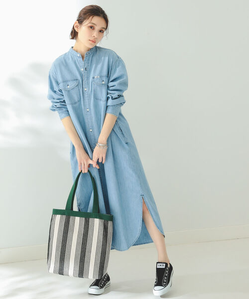 Lee（リー）の「LEE × B:MING by BEAMS / 別注 シャツ マキシドレス（ワンピース・レディース・インディゴブルー/ライトインディゴブルー・MEDIUM/SMALL）」の7枚目の写真