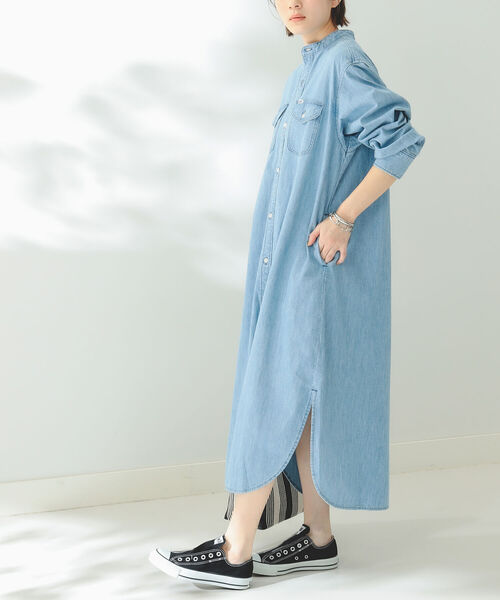 Lee（リー）の「LEE × B:MING by BEAMS / 別注 シャツ マキシドレス（ワンピース・レディース・インディゴブルー/ライトインディゴブルー・MEDIUM/SMALL）」の9枚目の写真
