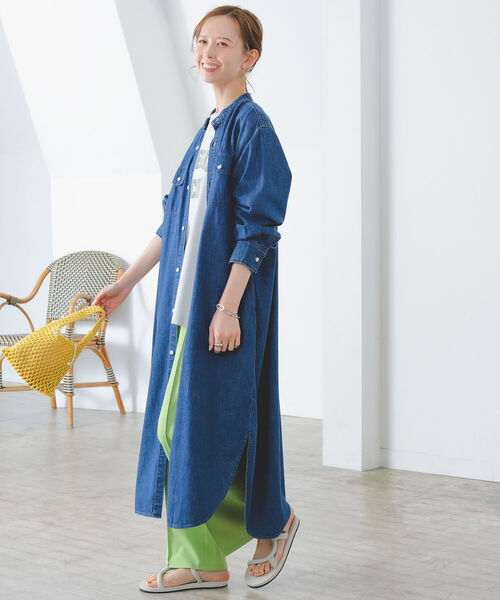 Lee（リー）の「LEE × B:MING by BEAMS / 別注 シャツ マキシドレス（ワンピース・レディース・インディゴブルー/ライトインディゴブルー・MEDIUM/SMALL）」の13枚目の写真