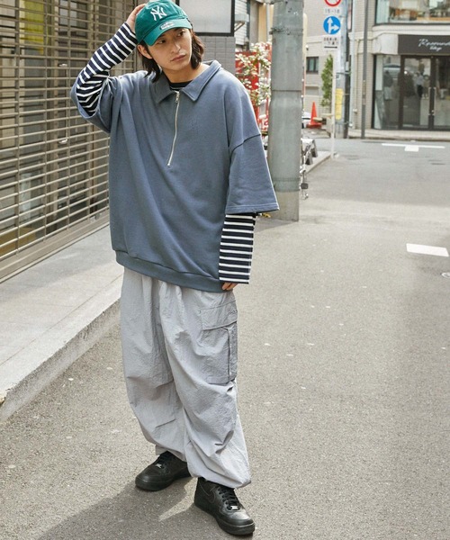 MONO-MART(モノマート)の「【retock's】ロゴ刺繍 ナイロン タックワイドバルーン ミリタリースノーカーゴパンツ(カーゴパンツ・メンズ・オリーブ/グレー/グレイッシュベージュ/ネイビー/ブラック・M/L)」の17枚目の写真