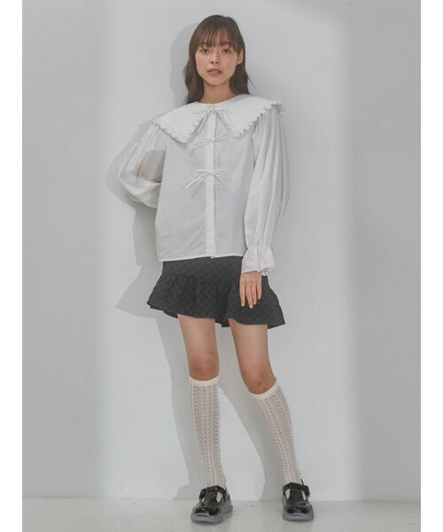 merry jenny(メリージェニー)の「flowerフリルミニスカート(スカート・レディース・ライトブルー/ブラック/アイボリー・FREE)」の6枚目の写真