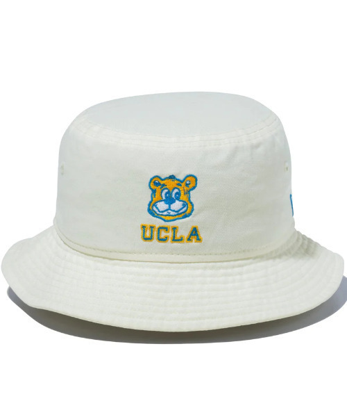 NEW ERA/ニューエラ ハット バケット01 UCLA JOE ジョー ロゴ クロームホワイト × メリットゴールド マリンブルー スノー