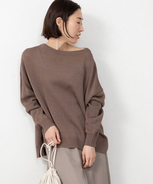 NOLLEY’S(ノーリーズ)の「《手洗い可能》ギマコットンボートネックプルオーバーニット(ニット/セーター・レディース・ブラウン/グレイッシュベージュ/グレイッシュブルー・FREE)」の14枚目の写真