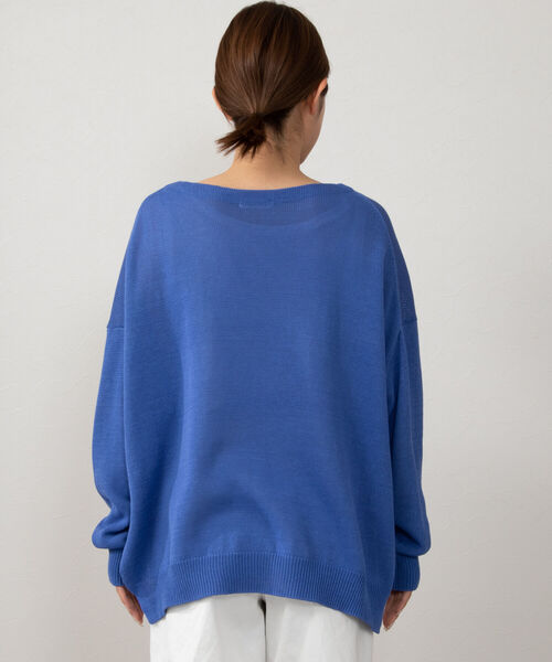極美品　Blu Bre コットン　ニット　クルーネック　ボタン　ネイビー 70s 80s USA製 BROOKS BROTHERS コットン ニット セーター
