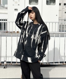 【LVEU.】タイダイ柄オーバースウェット / トップス スウェット トレーナー カットオフ タイダイ 総柄 マーブル オーバー ブラック グリーン パープル ユニセックス
