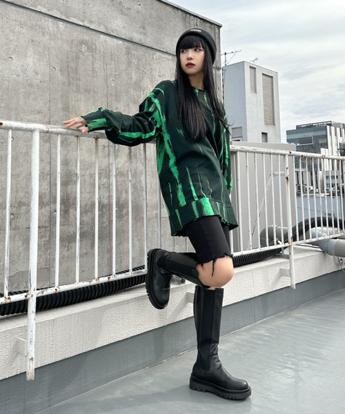 LVEU.(ラブユ.)の「【LVEU.】タイダイ柄オーバースウェット / トップス スウェット トレーナー カットオフ タイダイ 総柄 マーブル オーバー ブラック グリーン パープル ユニセックス(Tシャツ/カットソー・レディース・パープル/グリーン/ブラック・FREE)」の18枚目の写真
