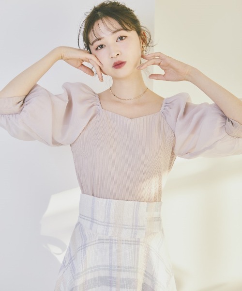 WILLSELECTION（ウィルセレクション）の「ソフトオーガンジー袖カットソープルオーバー（Tシャツ/カットソー・レディース・ピンク/ブラック/オフホワイト・MEDIUM）」の3枚目の写真