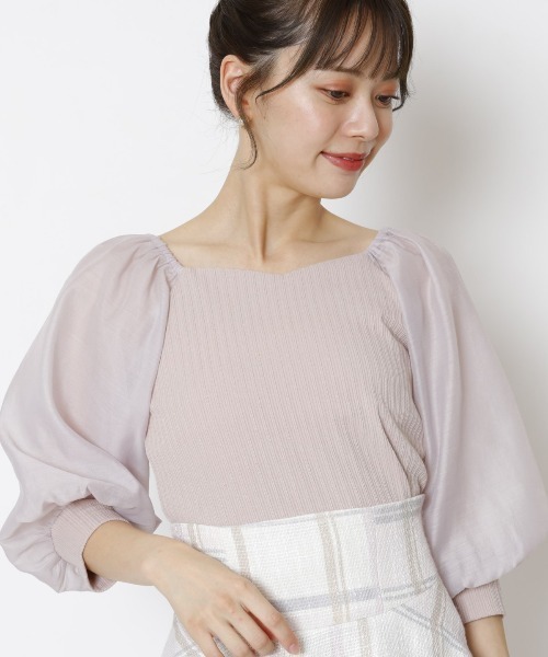 WILLSELECTION（ウィルセレクション）の「ソフトオーガンジー袖カットソープルオーバー（Tシャツ/カットソー・レディース・ピンク/ブラック/オフホワイト・MEDIUM）」の4枚目の写真