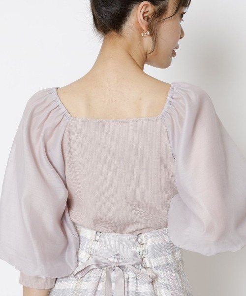 WILLSELECTION（ウィルセレクション）の「ソフトオーガンジー袖カットソープルオーバー（Tシャツ/カットソー・レディース・ピンク/ブラック/オフホワイト・MEDIUM）」の8枚目の写真