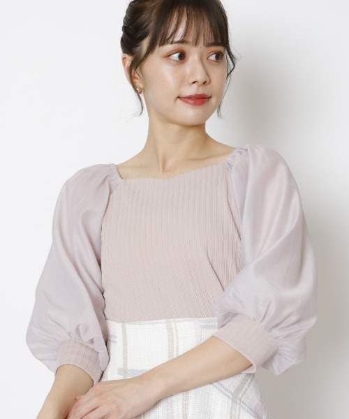 WILLSELECTION（ウィルセレクション）の「ソフトオーガンジー袖カットソープルオーバー（Tシャツ/カットソー・レディース・ピンク/ブラック/オフホワイト・MEDIUM）」の9枚目の写真