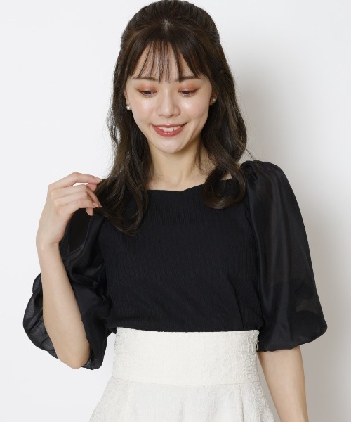 WILLSELECTION（ウィルセレクション）の「ソフトオーガンジー袖カットソープルオーバー（Tシャツ/カットソー・レディース・ピンク/ブラック/オフホワイト・MEDIUM）」の15枚目の写真