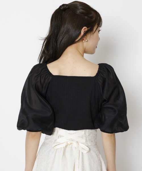 WILLSELECTION（ウィルセレクション）の「ソフトオーガンジー袖カットソープルオーバー（Tシャツ/カットソー・レディース・ピンク/ブラック/オフホワイト・MEDIUM）」の7枚目の写真