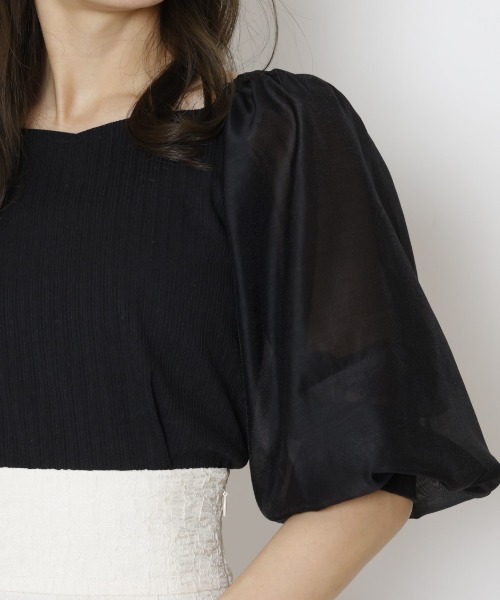 WILLSELECTION（ウィルセレクション）の「ソフトオーガンジー袖カットソープルオーバー（Tシャツ/カットソー・レディース・ピンク/ブラック/オフホワイト・MEDIUM）」の12枚目の写真