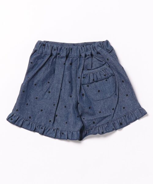 CALMIA（カルミア）の「minidotフリルキュロットパンツ(80～130cm)（デニムパンツ・キッズ・ブルー/ライトブルー・90/110/120/80/130/100）」の3枚目の写真