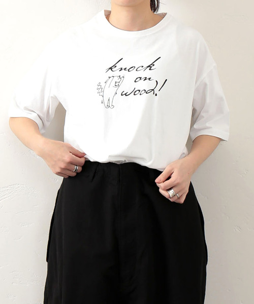 セール】プリントT knock on wood（WHT）（Tシャツ/カットソー