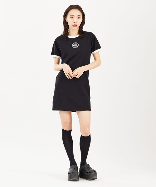 X-girl(エックスガール)の「WORLD LOGO S/S FITTED TEE DRESS(ワンピース・レディース・ブルー/ブラック/ホワイト・S/M)」の13枚目の写真