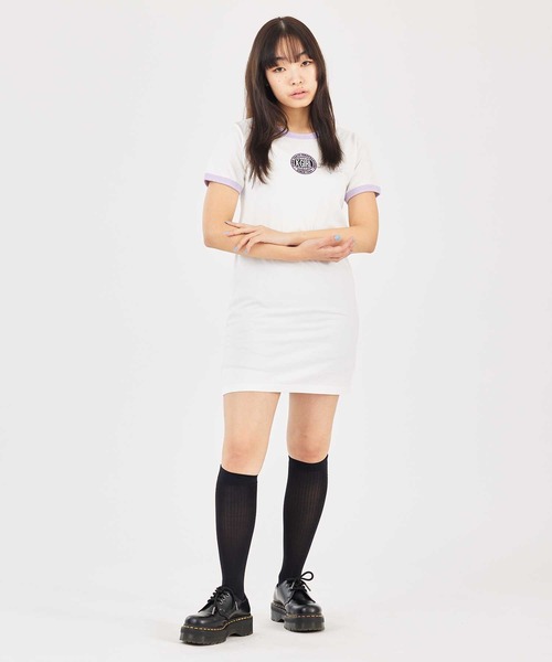 X-girl(エックスガール)の「WORLD LOGO S/S FITTED TEE DRESS(ワンピース・レディース・ブルー/ブラック/ホワイト・S/M)」の15枚目の写真