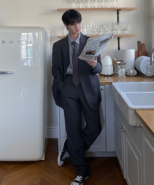 ASCLO（エジュクロ）の「ASCLO Perfect Royal Oxford Over Shirt（シャツ/ブラウス・メンズ・グレー/スカイブルー・MEDIUM）」の14枚目の写真