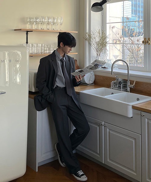 ASCLO（エジュクロ）の「ASCLO Perfect Royal Oxford Over Shirt（シャツ/ブラウス・メンズ・グレー/スカイブルー・MEDIUM）」の16枚目の写真