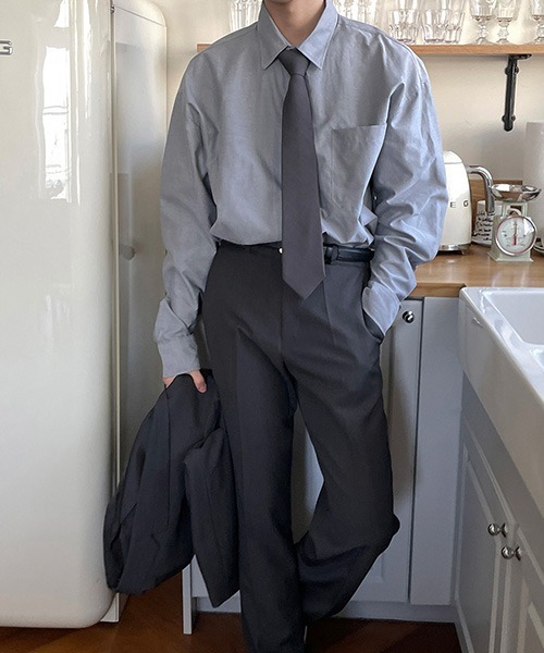 ASCLO（エジュクロ）の「ASCLO Perfect Royal Oxford Over Shirt（シャツ/ブラウス・メンズ・グレー/スカイブルー・MEDIUM）」の12枚目の写真